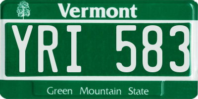 VT license plate YRI583