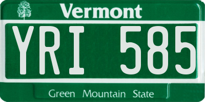 VT license plate YRI585