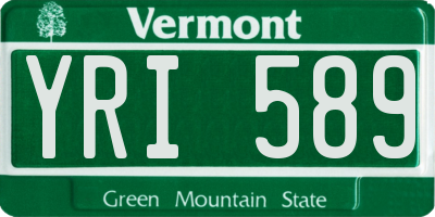 VT license plate YRI589