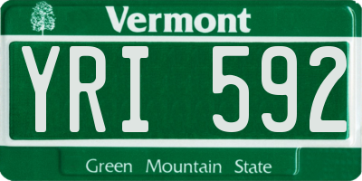 VT license plate YRI592