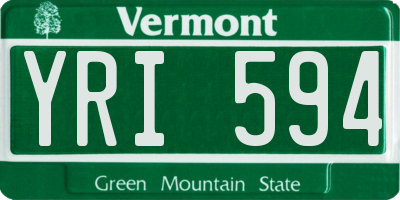 VT license plate YRI594
