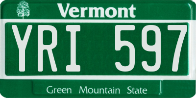 VT license plate YRI597