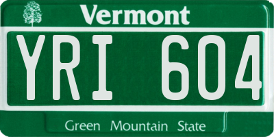 VT license plate YRI604