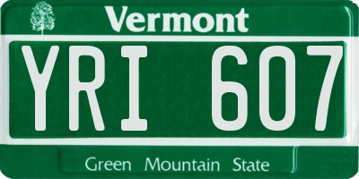 VT license plate YRI607
