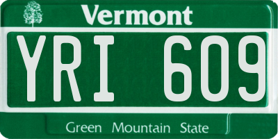 VT license plate YRI609