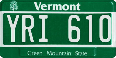 VT license plate YRI610