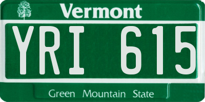 VT license plate YRI615