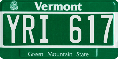 VT license plate YRI617