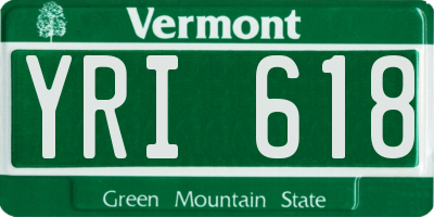 VT license plate YRI618