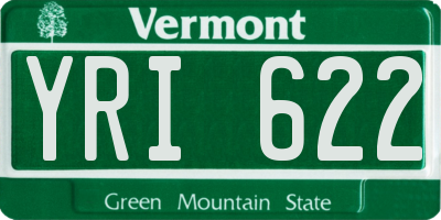 VT license plate YRI622