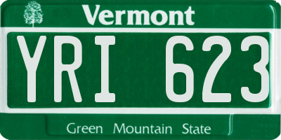 VT license plate YRI623