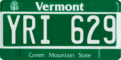 VT license plate YRI629