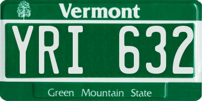 VT license plate YRI632