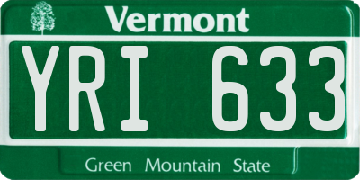 VT license plate YRI633