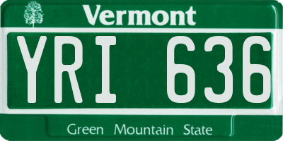 VT license plate YRI636