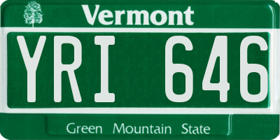 VT license plate YRI646