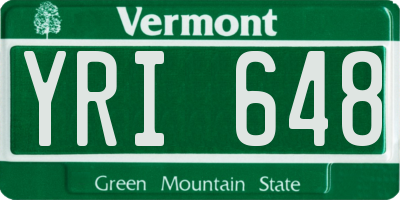 VT license plate YRI648