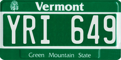 VT license plate YRI649