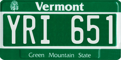 VT license plate YRI651