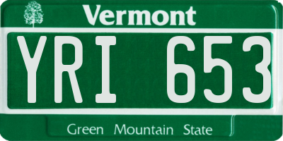 VT license plate YRI653