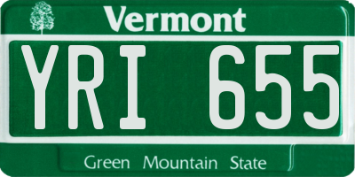 VT license plate YRI655