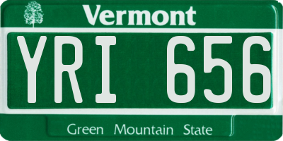 VT license plate YRI656