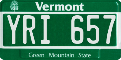 VT license plate YRI657