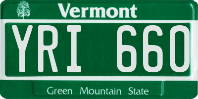 VT license plate YRI660