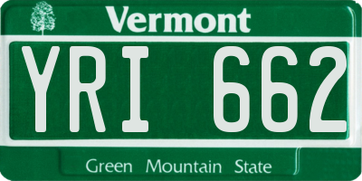 VT license plate YRI662
