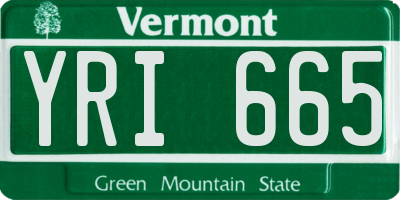 VT license plate YRI665