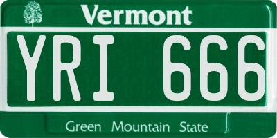 VT license plate YRI666