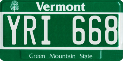 VT license plate YRI668