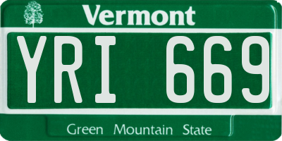 VT license plate YRI669