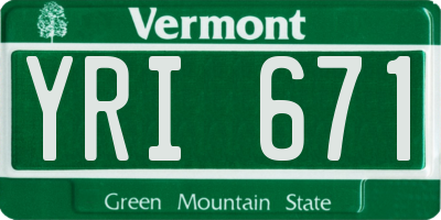 VT license plate YRI671