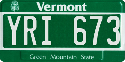 VT license plate YRI673