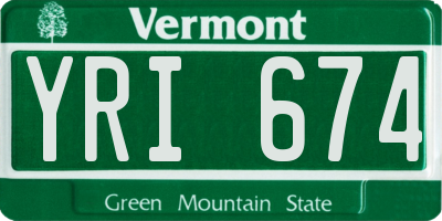 VT license plate YRI674