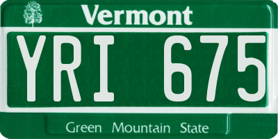 VT license plate YRI675