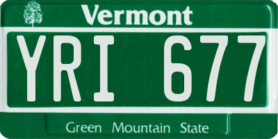 VT license plate YRI677