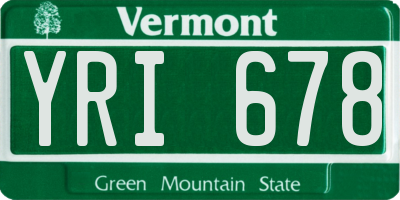 VT license plate YRI678