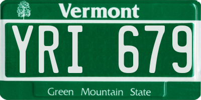 VT license plate YRI679