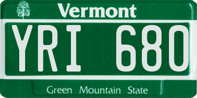 VT license plate YRI680
