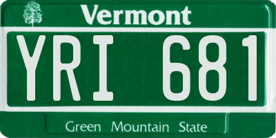 VT license plate YRI681