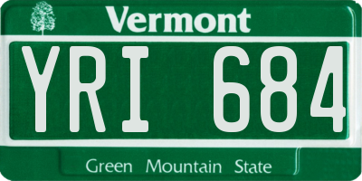 VT license plate YRI684