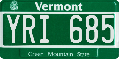 VT license plate YRI685