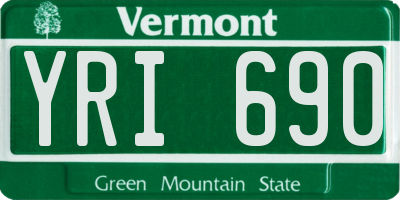 VT license plate YRI690