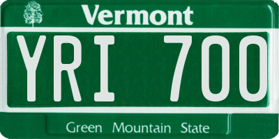 VT license plate YRI700