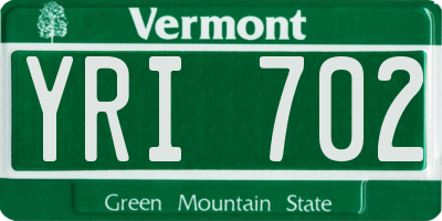 VT license plate YRI702