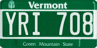 VT license plate YRI708