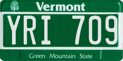 VT license plate YRI709