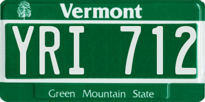 VT license plate YRI712